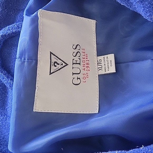 Gorgeous GUESS blue wool belted jacket coat. Zipper pockets. Lined. - Picture 2 of 5